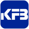 KFB logo white text over blue background